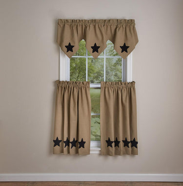 Taupe & Star Valance - Black Park Designs - The Fox Decor